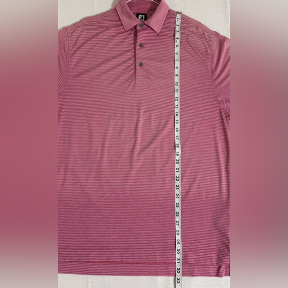 FootJoy Lisle Heather Stripe Golf Polo Shirt Pink/Blue Size Medium - Picture 7 of 11